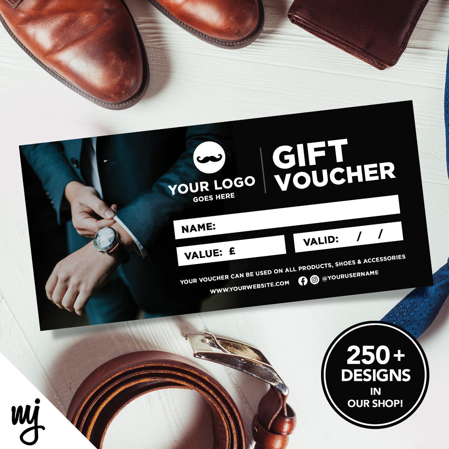 Custom Printed Business Gift Vouchers | Menswear Tailor Suit Fashion Mens 01