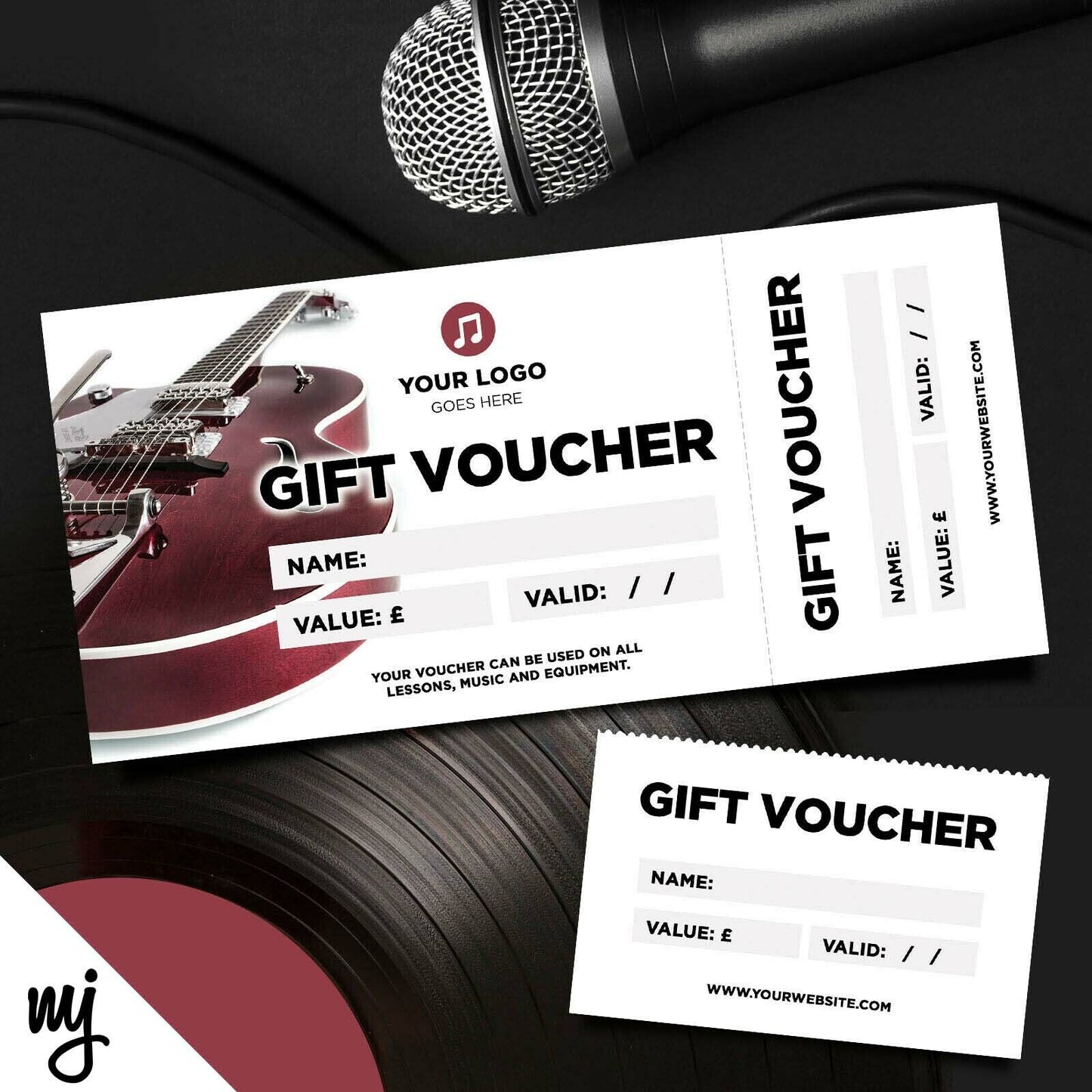 Custom Printed Gift Vouchers | Perforated | Guitar Lesson Music Shop Gig Show 01