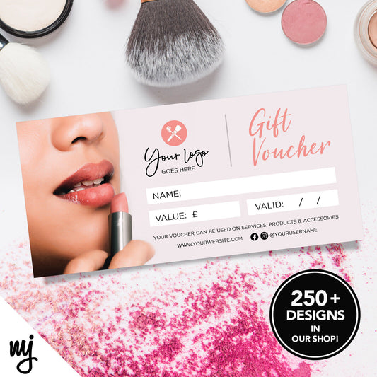 Custom Printed Business Gift Vouchers | Make Up Artist Beauty Glamour Lip 03