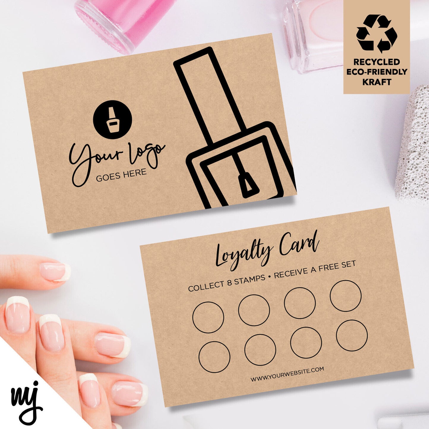 Kraft Loyalty Cards Eco Recyclable | Nail Technician Nails Beauty Therapist 01