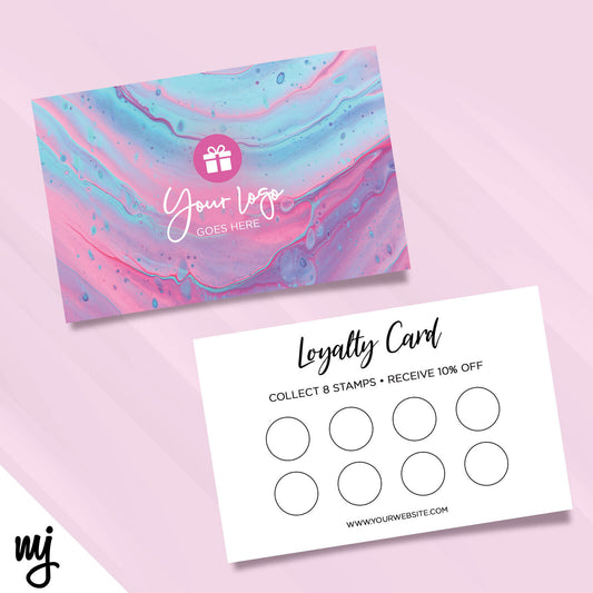 Custom Loyalty Card Printing | Pink Purple Blue Pastel Abstract Feminine Style