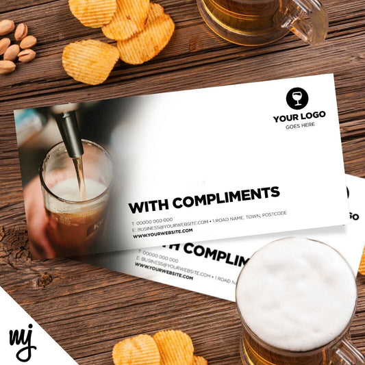 Custom Compliment Slip Printing | Bar Restaurant Pub Beer Wine Snacks Business