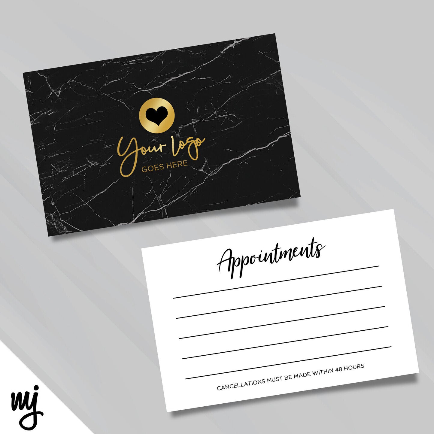 Custom Appointment Card Printing | Black Marble Gold Modern Style