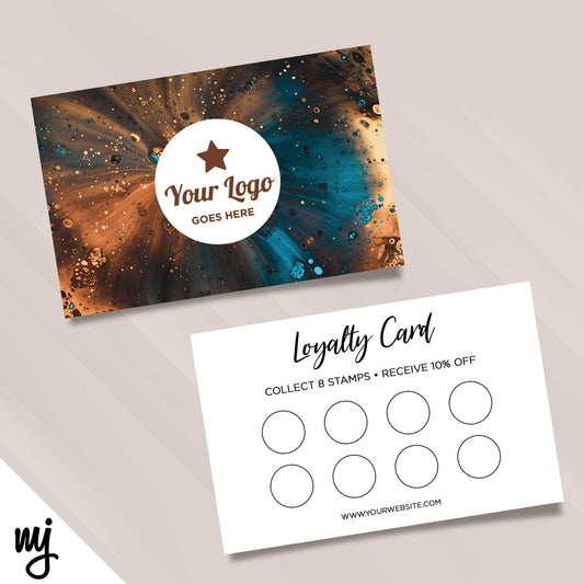 Custom Loyalty Card Printing | Brown Blue Galaxy Sky Stars