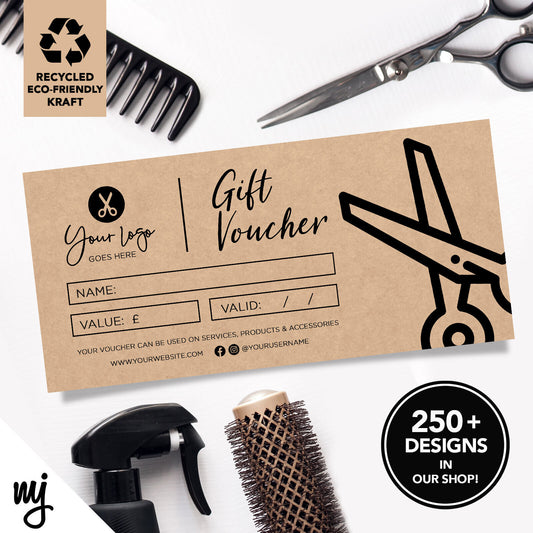 Custom Recyclable Kraft Gift Vouchers | Hairdresser Hair Salon Business 01