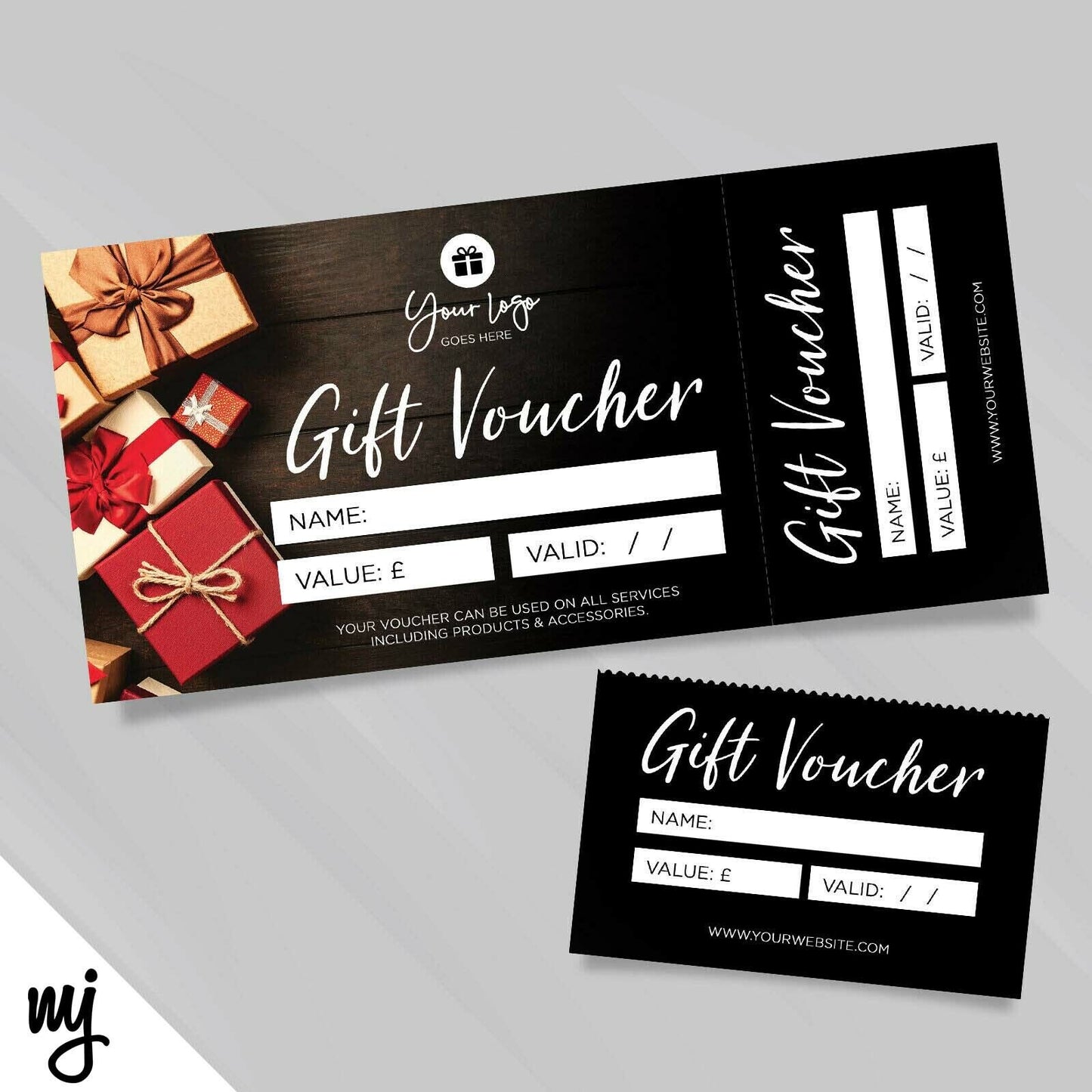 Custom Printed Gift Vouchers | Perforated | Black Red Silver Gold Present 05