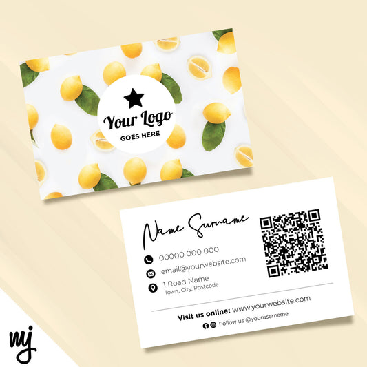 Custom Business Card Printing | Yellow Lemons Fruit Fruity Pattern