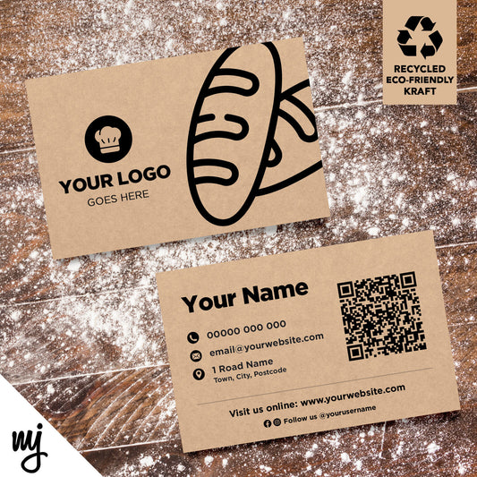 Kraft Business Cards Eco Recyclable | Bakery Cake Bread Shop Food Cafe 02