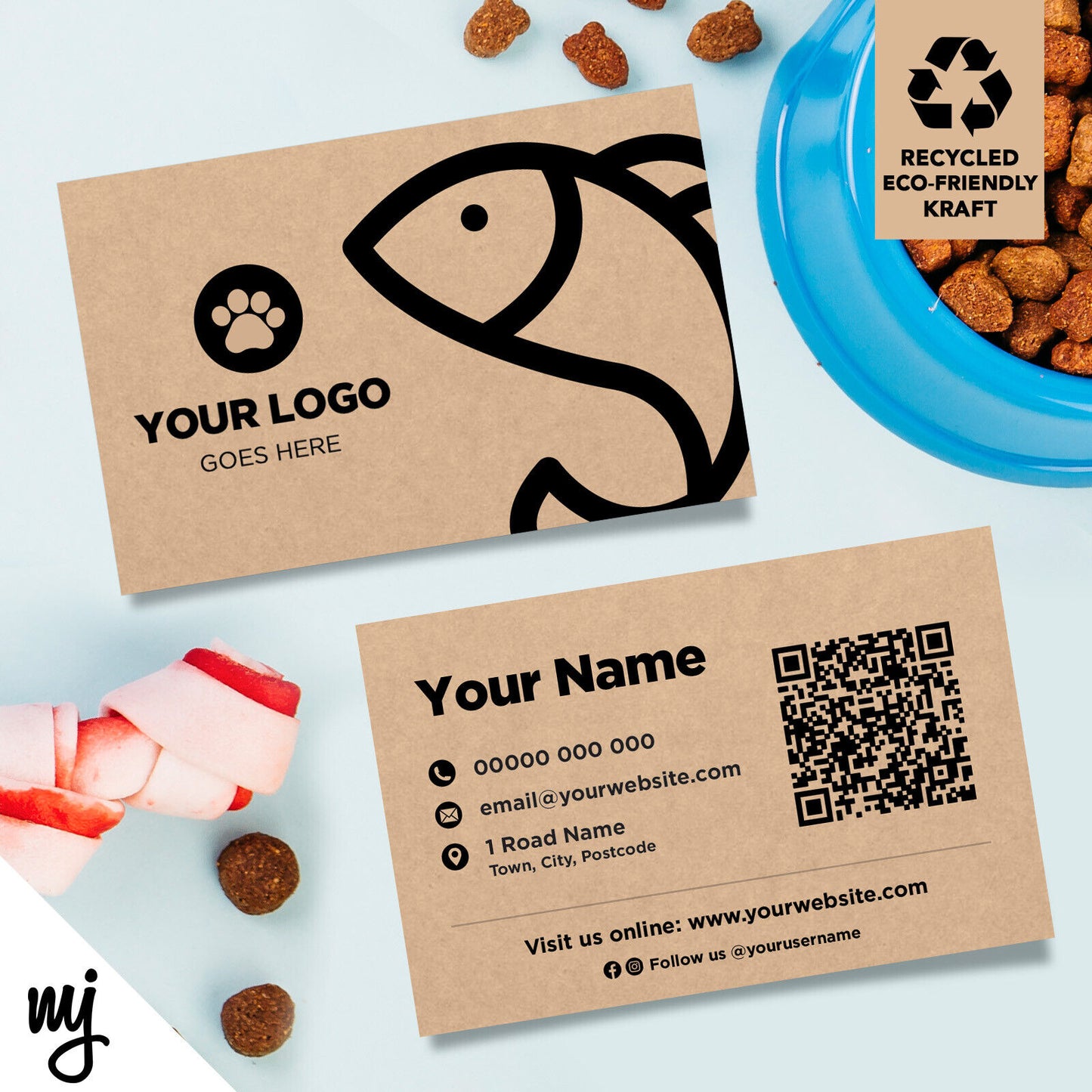 Kraft Business Cards Eco Recyclable | Pet Shop Supplies Fish Fishing Angler 02