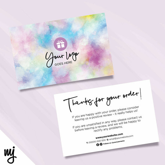 Custom Printed Ebay/etsy Thank You Cards | Watercolour Pink Purple Mermaid Style