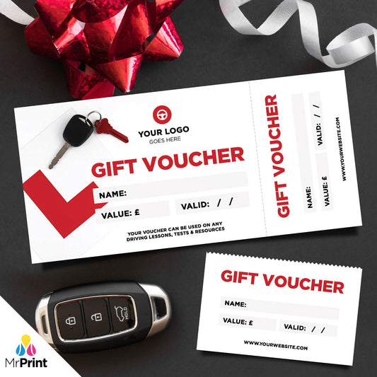 Custom Printed Gift Vouchers | Perforated | Driving School Lesson Car Learner 02