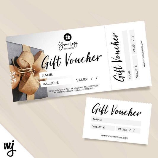 Custom Printed Gift Vouchers | Perforated | Silver Gold Generic Present 02