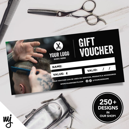 Custom Printed Business Gift Vouchers | Barber Hairdresser Business Men Man