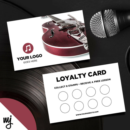 Custom Loyalty Card Printing | Guitar Lesson Music Shop Gig Show Business 01