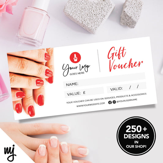 Custom Printed Business Gift Vouchers | Nail Nails Technician Beauty Therapist 5