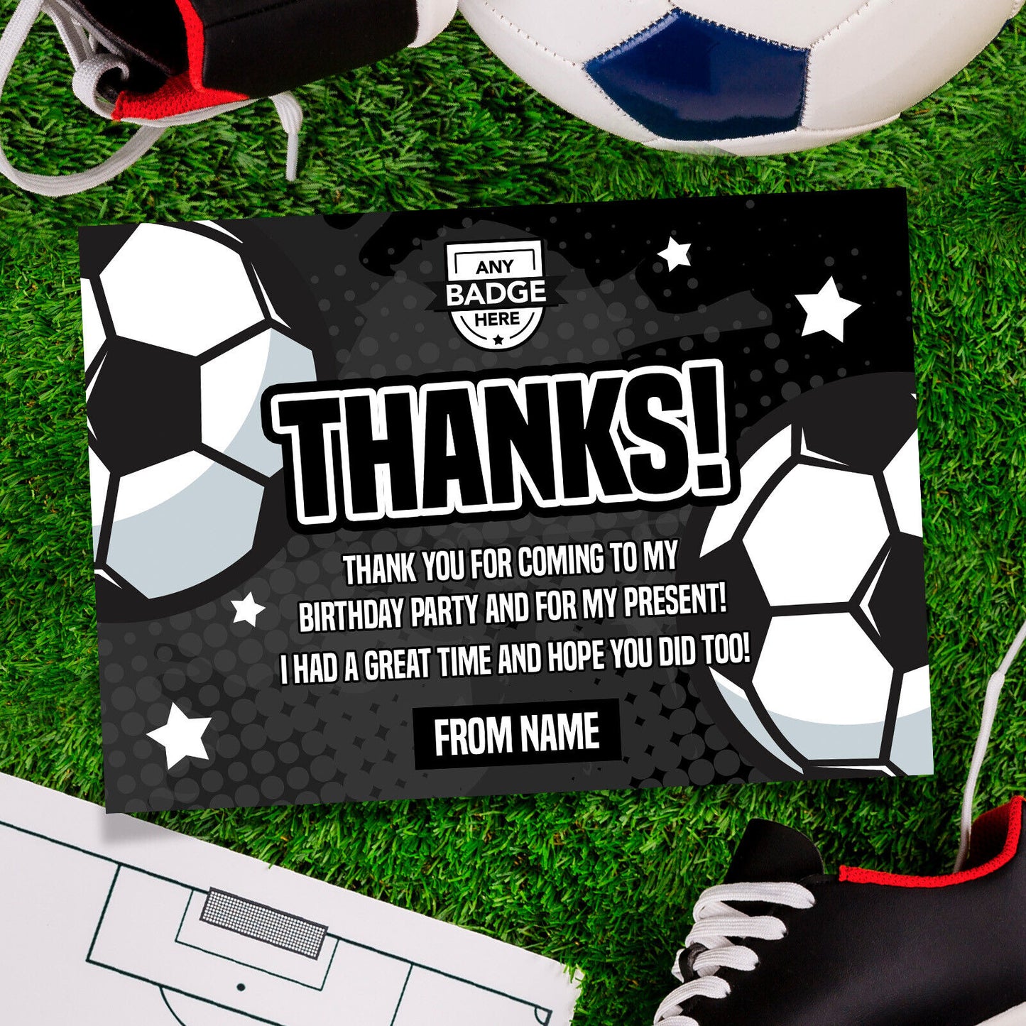 Personalised Black & White Football Ticket Style Invitations | Kids/adults