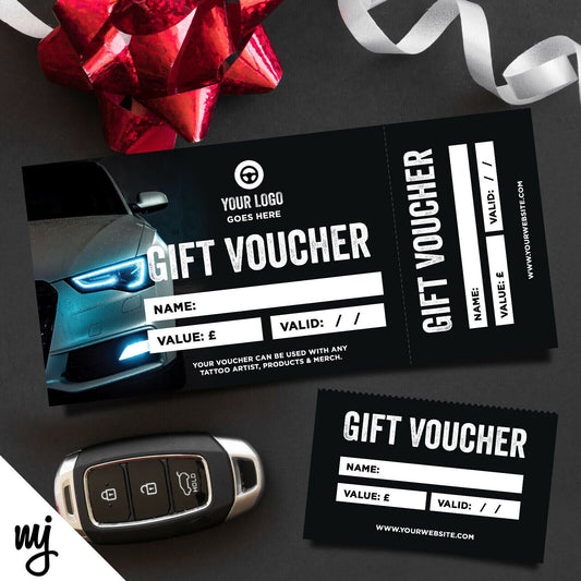 Custom Printed Gift Vouchers | Perforated | Car Vehicle Valet Showroom Auto 01