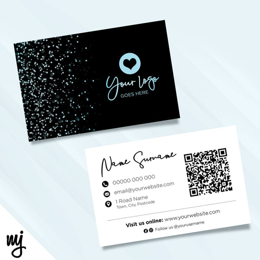 Custom Business Card Printing | Black Blue Glitter Style Modern Design