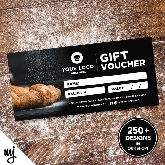 Custom Printed Business Gift Vouchers | Bakery Cake Bread Shop Food Cafe 02