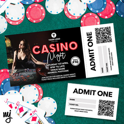 Custom Casino Poker Betting Night Event Ticket Printing | Perforated Stubs 02