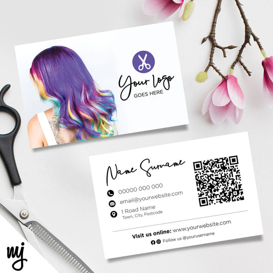 Custom Business Card Printing | Salon Hair Hairdresser Business Purple 11