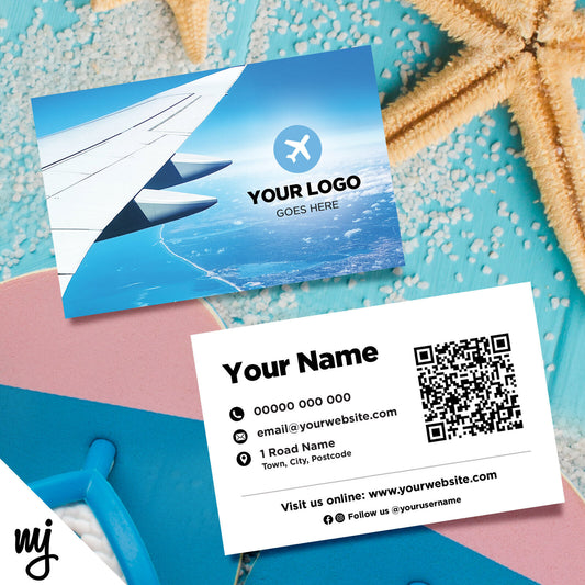 Custom Business Card Printing | Holiday Travel Agent Abroad Plane Airline 02