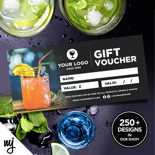 Custom Printed Business Gift Vouchers | Cocktail Bar Restaurant Drinks Pub 1