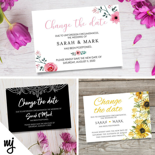 Personalised Wedding Change The Date Postponed Cards | 10+ Designs!