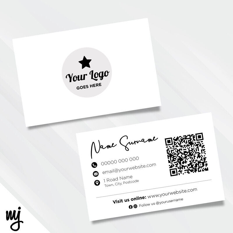 Custom Business Card Printing | Plain White Design | Add Your Logo & Info