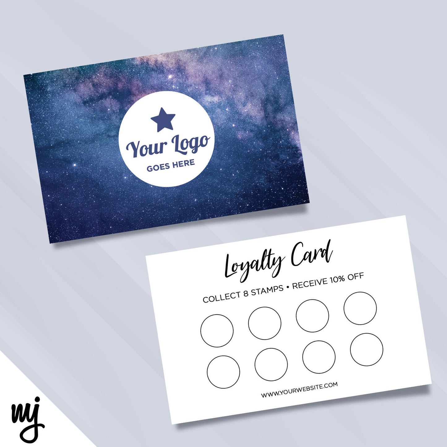 Custom Loyalty Card Printing | Space Stars Sky Blue Purple Sparkle