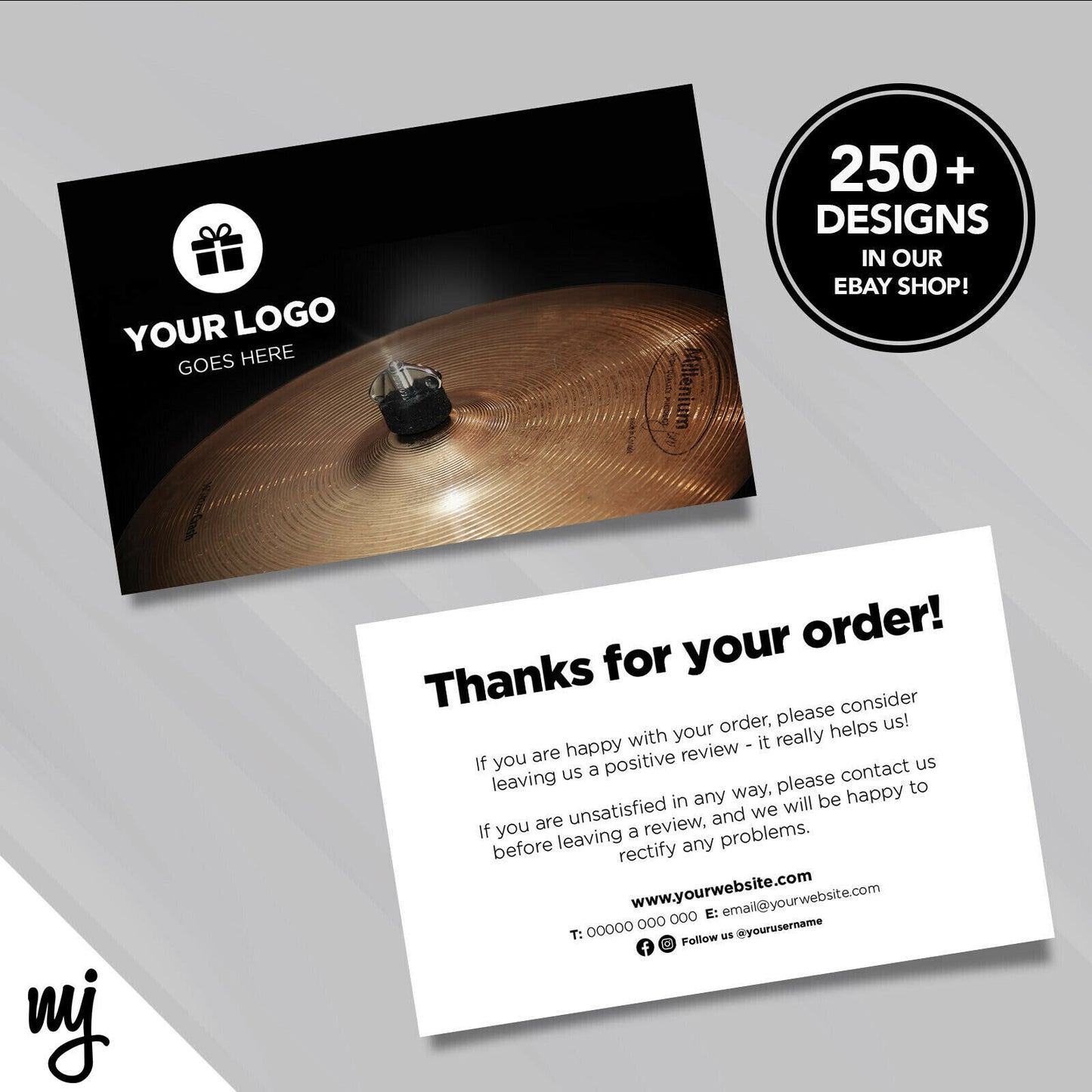 Custom Printed Ebay/etsy Thank You Cards | Music Shop Drum Supplies Business 4