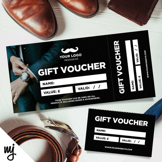 Custom Printed Gift Vouchers | Perforated | Menswear Tailor Suit Fashion Mens 01