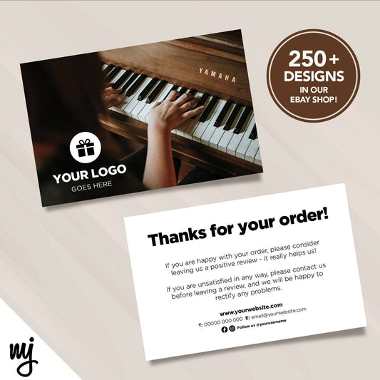 Custom Printed Ebay/etsy Thank You Cards | Music Shop Piano Supplies Business 6