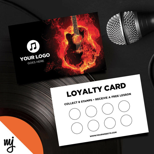 Custom Loyalty Card Printing | Guitar Lesson Music Shop Gig Show Business 02