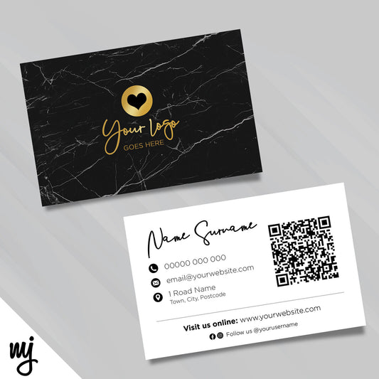 Custom Business Card Printing | Black Marble Gold Modern Generic Design