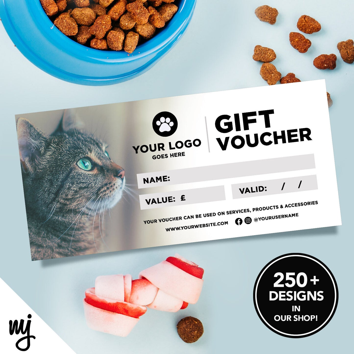 Custom Printed Business Gift Vouchers | Pet Shop Supplies Cat Kitten 02