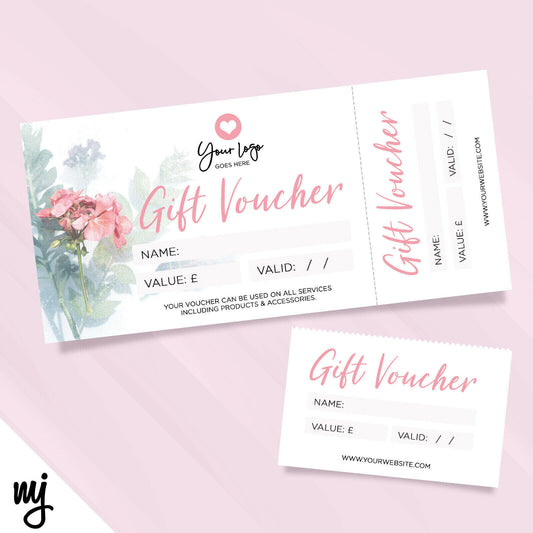 Custom Printed Gift Vouchers | Perforated | Floral Pink Feminine Flower 02