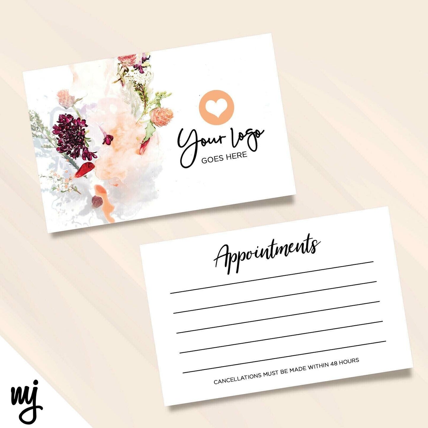 Orange Floral Appointment Cards