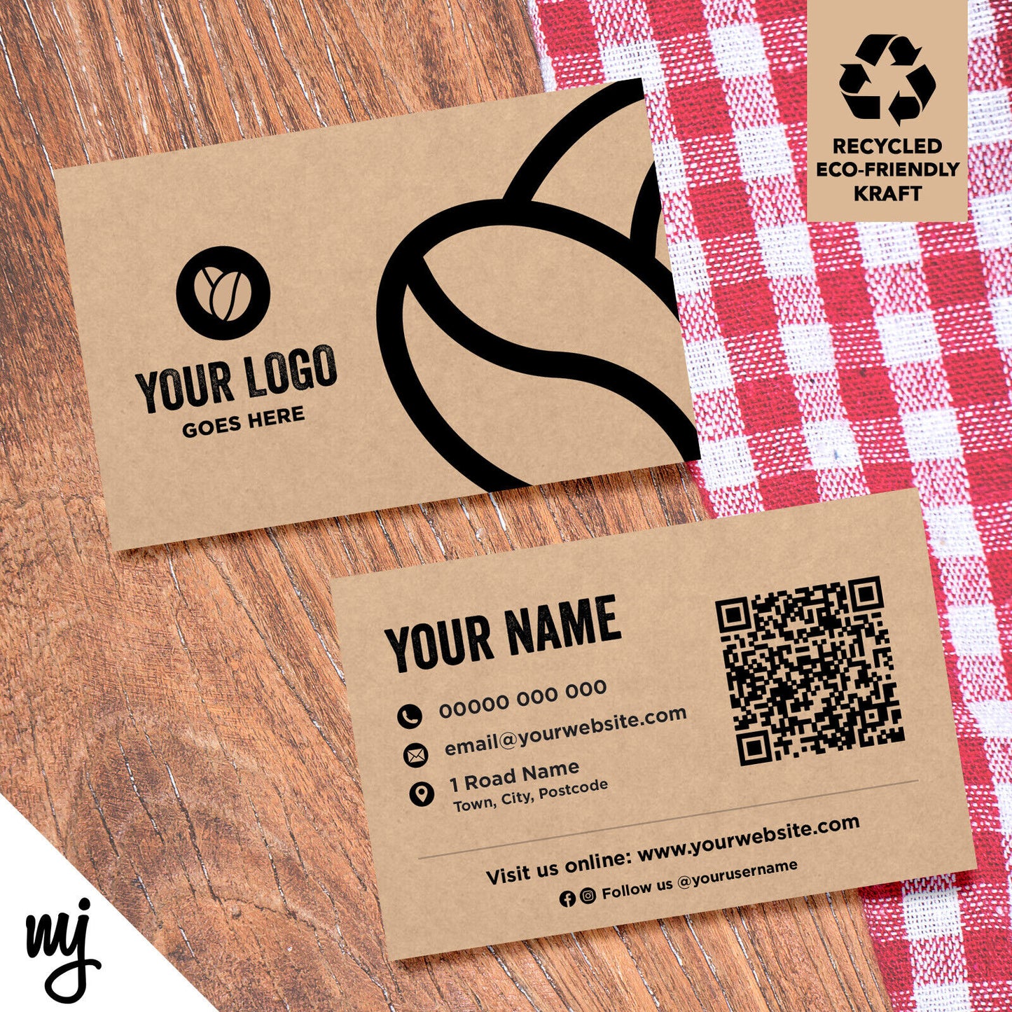 Kraft Business Cards Eco Recyclable | Coffee Cafe Restaurant Business 01