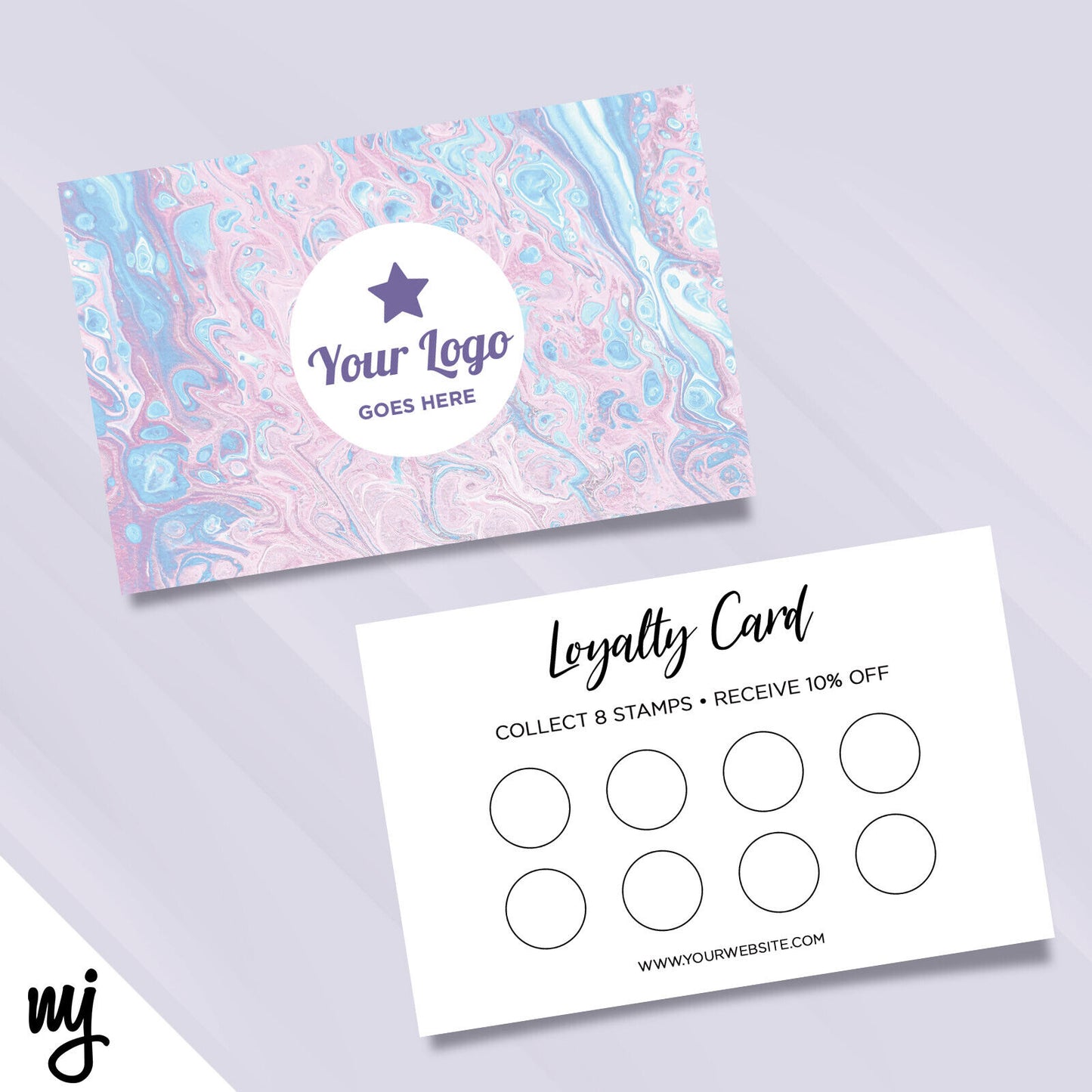 Custom Loyalty Card Printing | Pastel Pink Purple Blue Swirl Girl