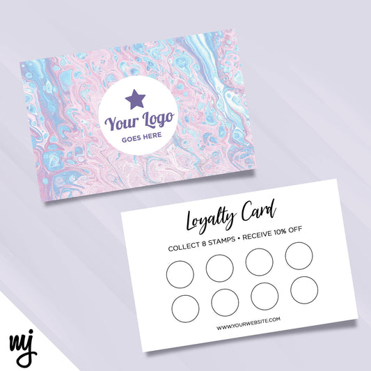 Custom Loyalty Card Printing | Pastel Pink Purple Blue Swirl Girl