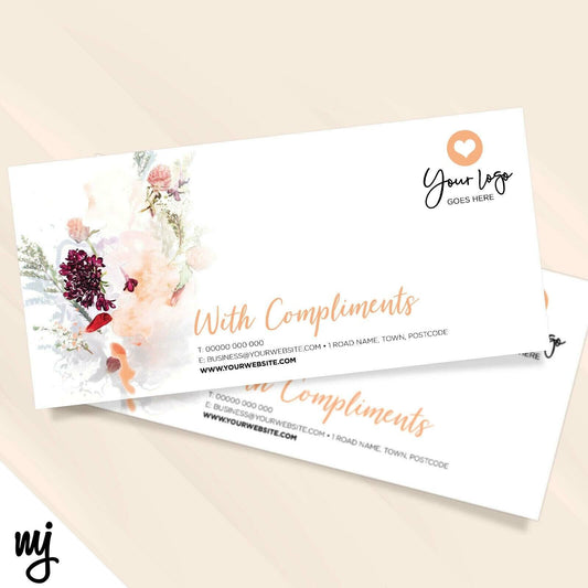 Custom Compliment Slip Printing | Floral Peach Feminine Generic Flower Design 04