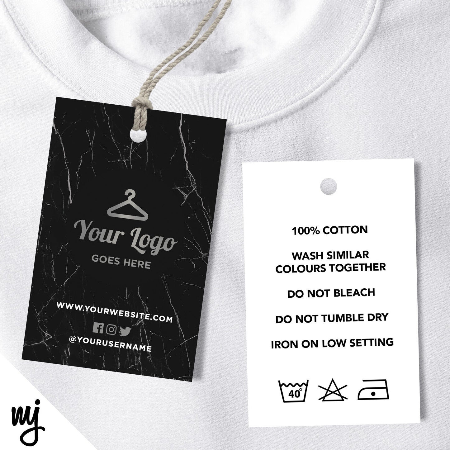 Black Marble Silver Swing Tags