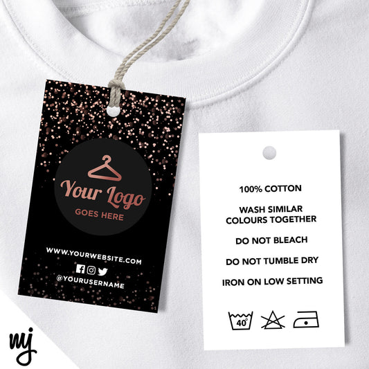 Black Rose Gold Glitter Swing Tags