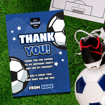 Personalised Blue Football Team Style Party Invitations & Thank You Cards