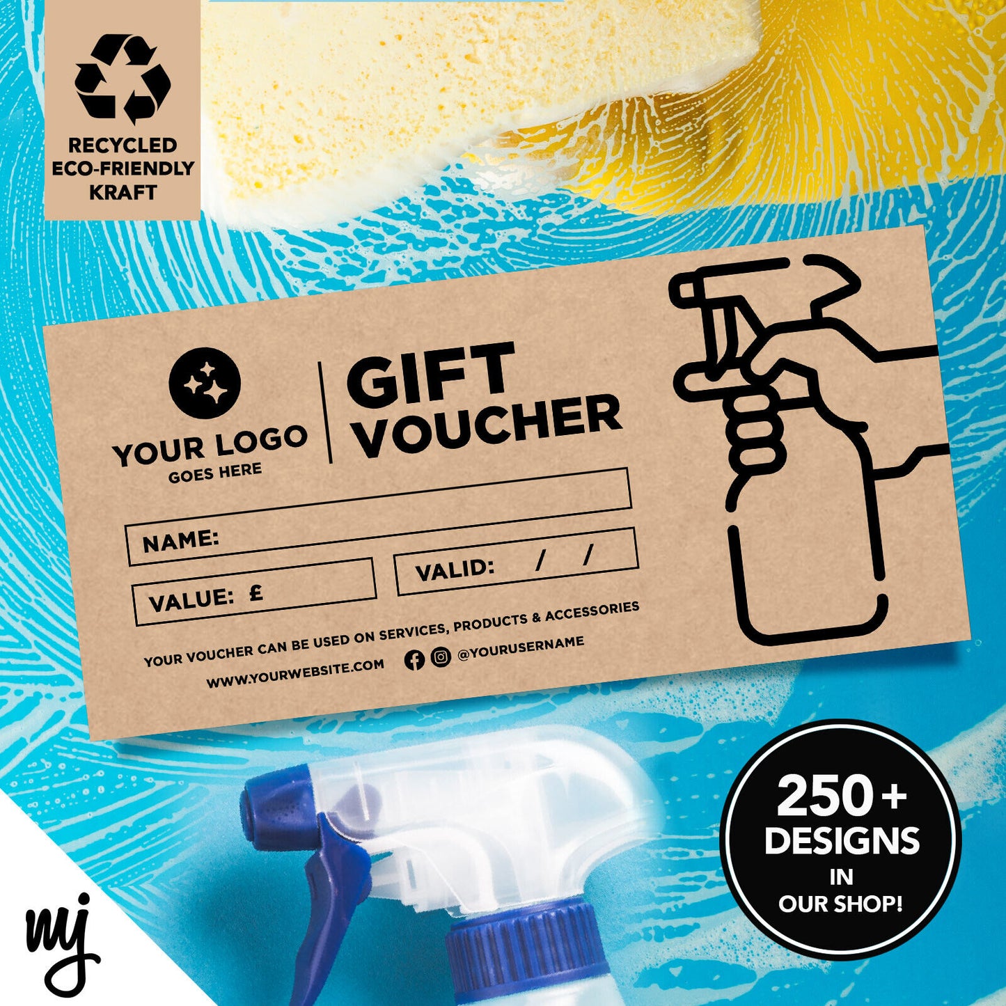 CUSTOM RECYCLABLE KRAFT GIFT VOUCHERS | CAR WASH CLEAN VALET AUTO DETAILING 02