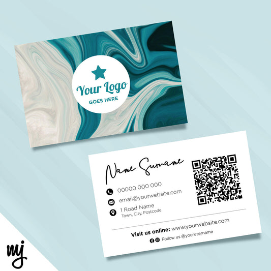 Custom Business Card Printing | Blue White Dye Swirl Water Flow