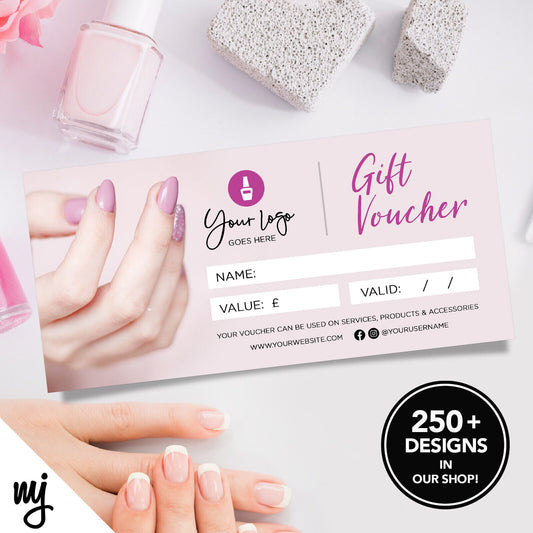 CUSTOM PRINTED BUSINESS GIFT VOUCHERS | NAIL NAILS TECHNICIAN BEAUTY THERAPIST 1