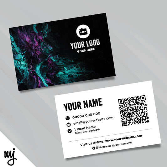 Custom Business Card Printing | Black Blue Smoke Abstract Design 05