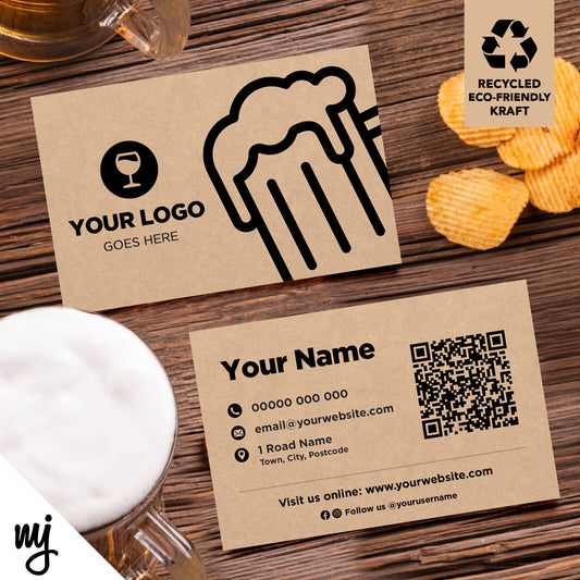 Kraft Business Cards Eco Recyclable | Bar Restaurant Pub Beer Wine Snacks 02